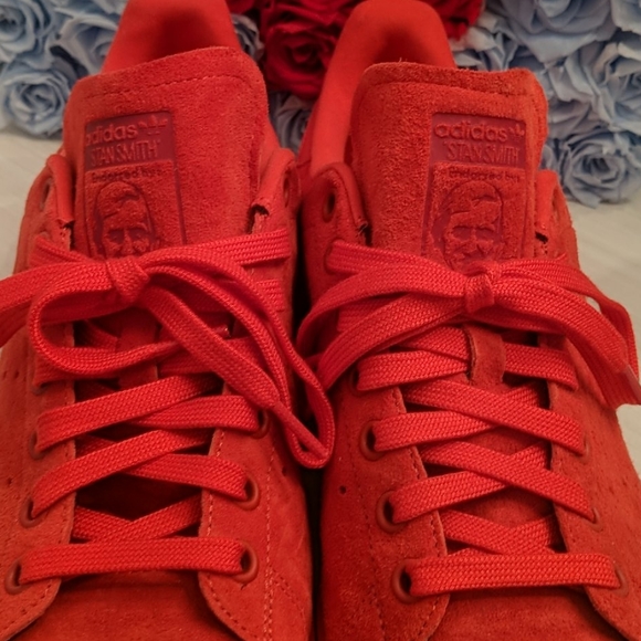 Men's Red Suede Addidas Sneakers - Picture 2 of 5